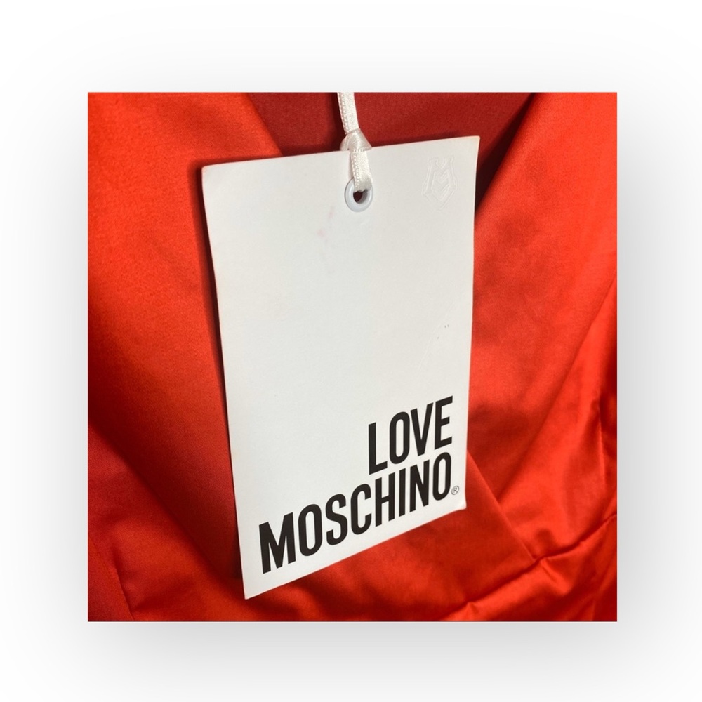new Love Moschino ☻︎ V Neck Shift Mini Dress ☻︎ Party Soirée ☻︎ Shiny Red ☻︎ 10 - Picture 12 of 17